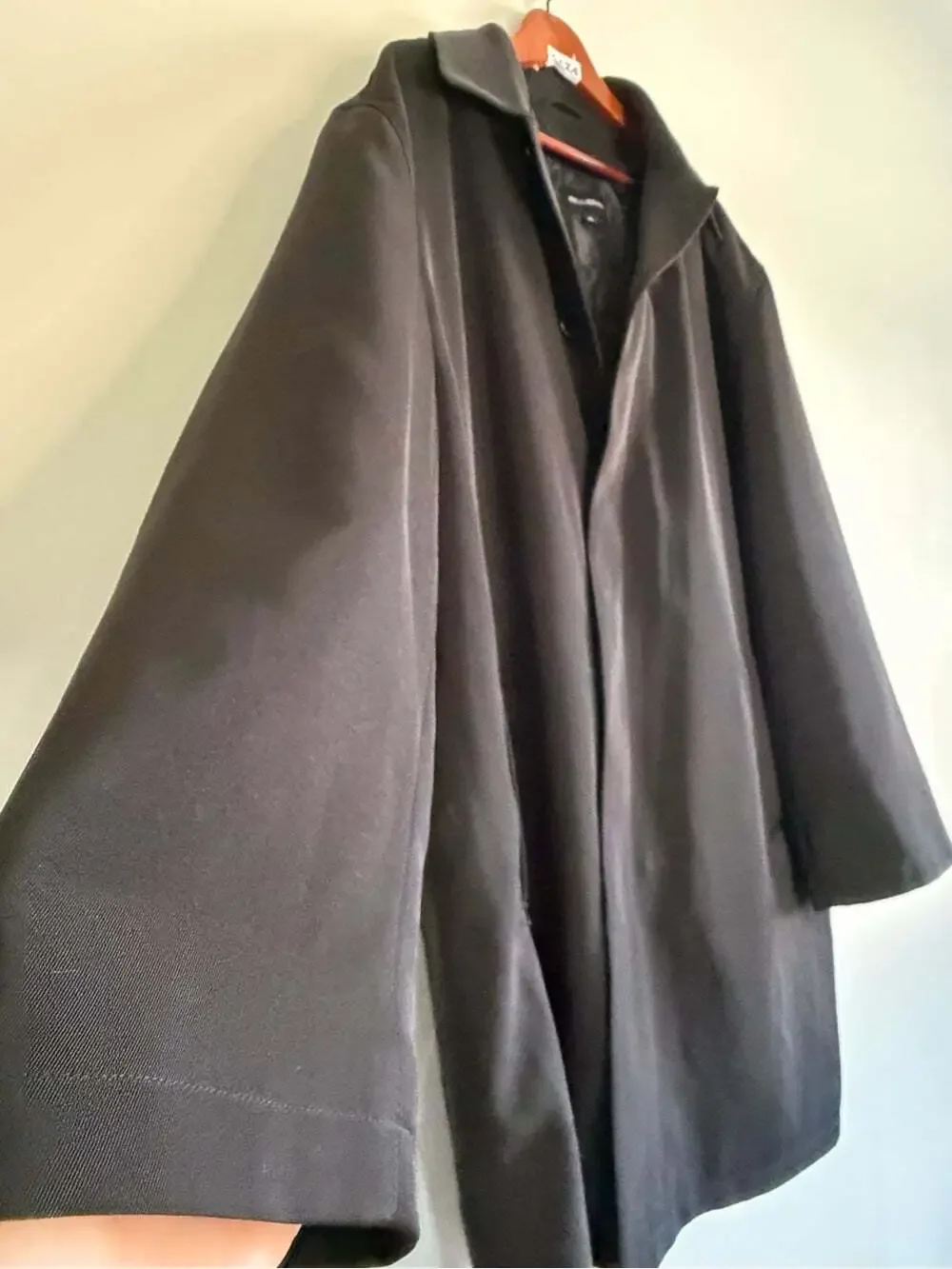 Bellissimo Black Car Coat XL Minimalist Overcoat Zip-Out Lining Y2K